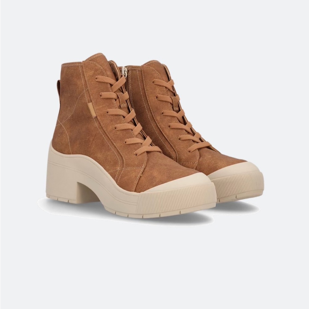 Dr. Scholl's Tan Lace-Up Chunky Heel Ankle Boots